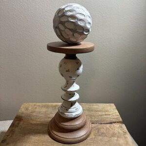 Mud Pie Two-Tone Mango Wood Candle Holder